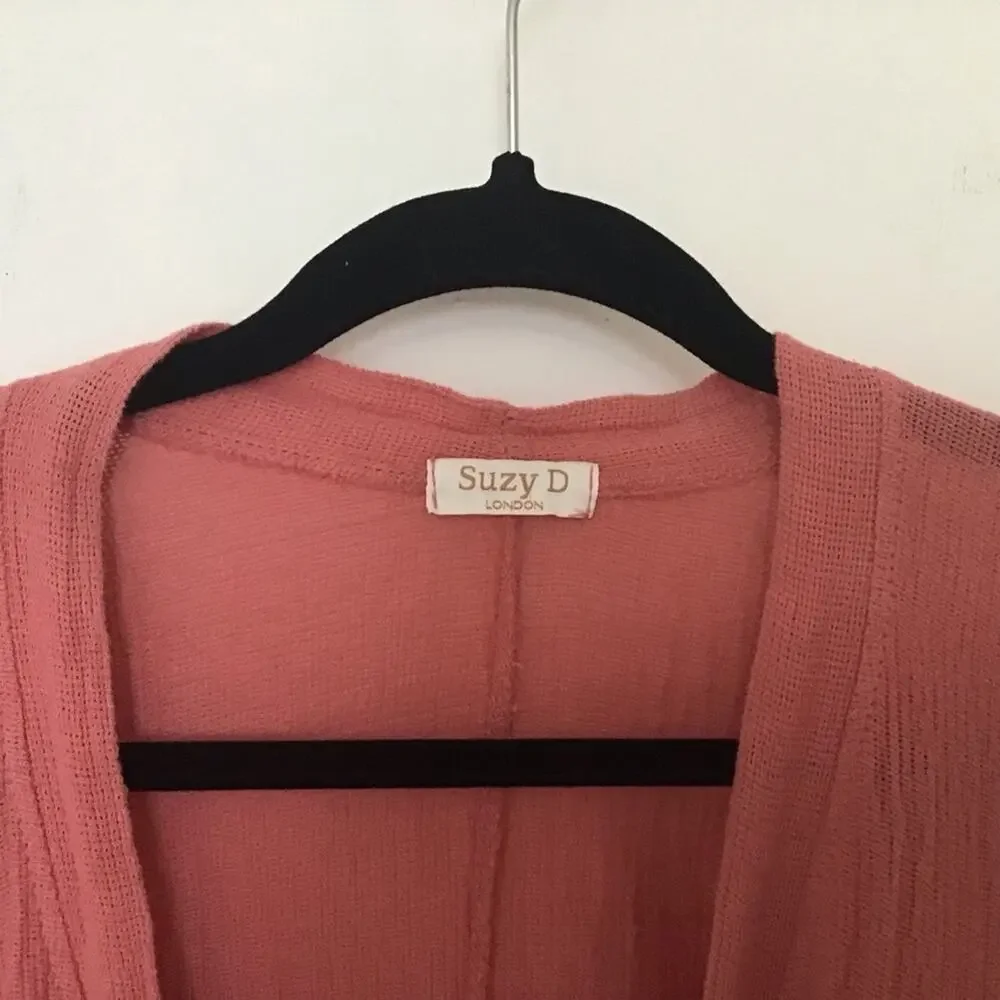 Suzy D London Salmon Lagenlook Beachy Selena Jacket Linen Cotton Blend Small